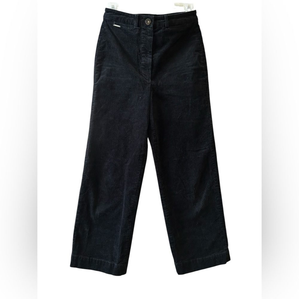 Massimo Dutti Black Straight-Leg Corduroy Pants